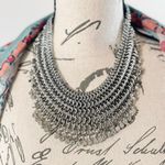 Silver Tone Chainmail Rhinestone Bib Necklace Cleopatra Whimsigoth Renn Faire Photo 2