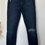 MOTHER Denim MOTHER Looker Ankle Fray Dark Wash Distressed Raw Hem Skinny Leg Jeans Size 25 Photo 0