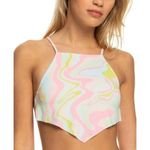 Roxy Juniors Bikini Top Tropics Hype Crop Swirl Pastel Pink Blue M Photo 0
