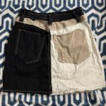 Rue 21 Patchwork Distressed Denim Mini Skirt – High Waist Colorblock Raw Hem Photo 1