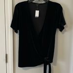 Ann Taylor  black velvet wrap short sleeve top in size Medium (NEVER WORN) Photo 0