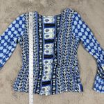 Free People NWT Free‎ People Peasant Blouse Indigo Combo Bell Sleeve Bohemian Top M Photo 10