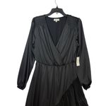 PETAL & PUP NWT Black Asymmetric Pleated Long Sleeve Dress M (NO BELT) Size M Photo 3