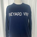 Vineyard Vines Navy Blue Spell Out Logo Intarsia Knit Slub Sweater XS Photo 0