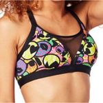Zumba Women’s Zmoji Mesh Insert Sports Bra Colorful Workout Aerobics Small Black Photo 0