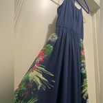 Candie's Navy Blue Sleeveless Maxi Dress With Tropical Floral Palm Leaf Details Photo 2