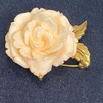 Vintage Resin Flower Brooches Gold Tone Rose Pins Bundle 80s 60s Costume Jewelry Pink Photo 1