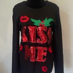 Planet Gold Sequin Kiss Me Black Sweater large Photo 0