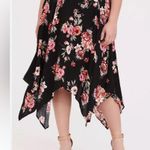 Torrid Challis Handkerchief Skirt Size 1X Black Midi Floral Boho Romantic NEW Photo 0