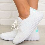 White Glitter Sneakers Size 8 Photo 0