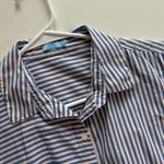 J. McLaughlin  Women's Medium Button Down Blue And Pink‎ Stripe Cotton Blend Photo 4