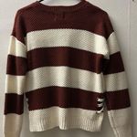Pink republic Maroon and Cream  Striped Waffle Sweater Photo 1