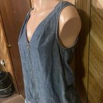 Trina Turk Blue Small Denim Frayed Sleeveless Banning Top Photo 5