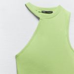 ZARA NWT ASYMMETRIC GREEN RIBBED CROP TOP BLOGGERS FAV MEDIUM Photo 4