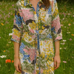 Anthropologie Thought Clothing UK sustainable floral nature shirt dress spring size 12 US Photo 0