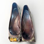 Gucci  GG Canvas Bamboo Horsebit Flats Monogram Beige Brown 7.5 Photo 9