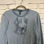Lauren Ralph Lauren Light Blue Ruffle Long Sleeve Top 1/4 Button S Y2K Crew Photo 4