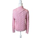 Ralph Lauren Lauren  Womens Large Pink Cable Knit Sweater Cowl Neck Preppy Cotton Photo 3