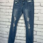 Cello Straight Leg Jeans Size 7 Mid Rise Medium Wash Distressed Stretch Y2K Photo 7