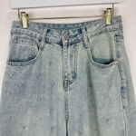 Chicwish  Rhinestone Embellished Jeans Wide Leg Baggy Minimalist Relaxed Blue XS Photo 5