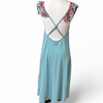 American Vintage vtg. blue embroidered flower fairy midi dress‎ medium. Photo 4