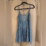 Women’s Denim Ruffle Dress with adjustable straps Blue Photo 1