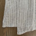 Flax Vintage Rare Crosshatch 100% Linen Draped Top in Tan and White Size Medium Photo 3