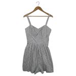 New Trashy Diva Romper Womens 8 Blue White Seersucker Pin Up Striped Retro 70s Photo 13