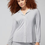 Soma  Cool Nights Long Sleeve Notch Collar Gray Pajama Top Large Photo 0