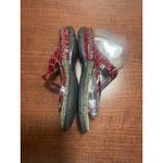 Ecco Women's Flat Sandals Red Patent Alligator Strapped Leather Size 37 6.5 Cork Photo 1