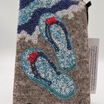 Bamboo Trading Company Beaded Flip Flop Club Bag‎ Summer Handbag Small Shoulder Blue Photo 0