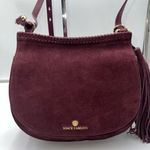 Vince Camuto  Deep Eggplant Purple Suede & Leather Saddle Bag, Fringe Tassel Photo 0