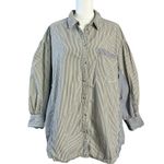 We The Free Free People Oversized Happy Hour Oxford Button Down Shirt Large Preppy Stripes Photo 6