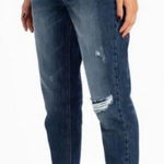 Kancan Bernice High Rise Boyfriend Jeans Distressed Dark Wash Raw Hem Size 28 Blue Photo 0