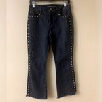 Michael Kors Cropped Gold Studded Jeans with Fringe Hem Photo 1