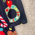 Imperfect Festive Holiday Print Dress size large long sleeved stretchy Black Photo 6