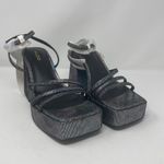 ALDO Landabriver Metallic Platform Sandals 8.5 Pewter Square Toe Ankle Strap Photo 2