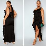 PRETTYLITTLETHING PLUS Black Ruffle Tank Dress Size US 18 Slit Photo 1