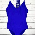 Ymi  Royal Blue One Piece Lace Back Swimsuit Size Large Photo 6