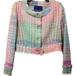 Balmain  Paris Pastel Multicolor Tweed Cropped Jacket Wool Blend IT 44 / US 8 Photo 0