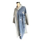 POL Oversize Two Tone Blue Distressed Denim Jacket Size S Photo 2