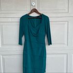 White House | Black Market WHBM Womens Dress Green Blue Tiered Layered Sweat Heart Neckline Slimming Size 8 Photo 2