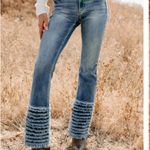 Nana Macs Mid Rise Frayed Hem Cello Flare Jeans Size 3 Photo 1