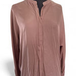 Vince  Silk Blend band-collar long-sleeve blouse in pink Size L Photo 0