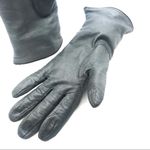 VINTAGE BERMANS GRAY LEATHER WITH BLACK TRIM LINED GLOVES (M) Photo 3