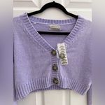 Urban Outfitters  Sweater Size XS Maura Chenille Cropped Cardigan purple NWT Photo 5