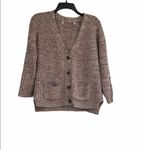 None Tan size medium knit sweater cardigan; button down Photo 2