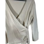 Ann Taylor  Beige Long Sleeve Wrap Style Dressy Blouse Women Sz M Photo 4