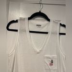 Madewell NWOT  Size S White Cherry  Embroidered Pocket V Neck Cotton Tank Top Photo 3