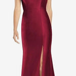 Alfred Sung  V-Neck Halter Satin Trumpet‎ Gown in Burgundy Size 2 Photo 0